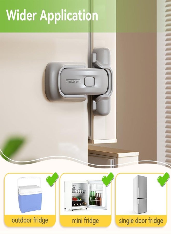 إيوديمن قفل ثلاجة من يوديمون، عبوة واحدة، قفل أمان للأطفال للثلاجة والفريزر للأطفال الصغار، سهل التركيب، لا حاجة لأدوات أو مثقاب (رمادي) - Image 3